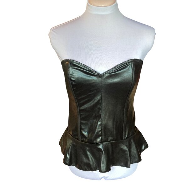Rene Rofe Other - Rene Rofe Signature Black Corset Bustier, Size Large, Faux Leather, Ties in Back